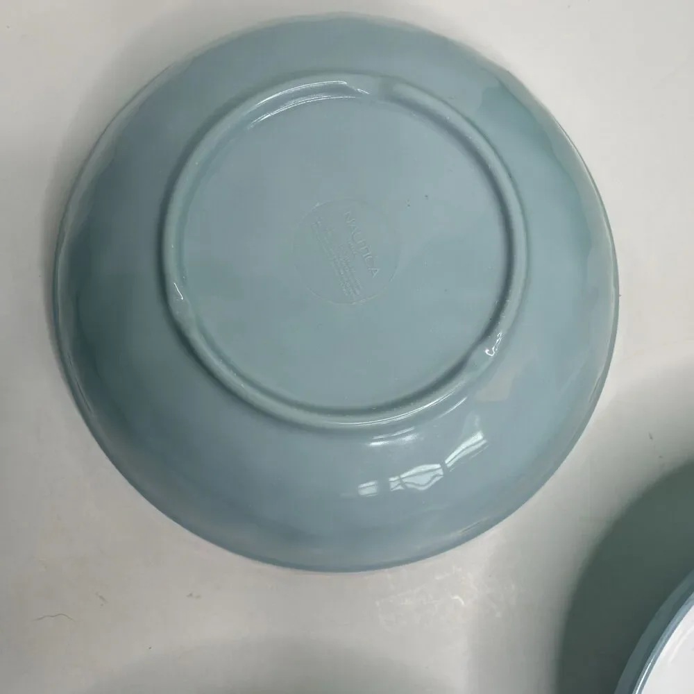 Nautica Watercolors Blue Melamine 5 Pasta/Soup Bowls